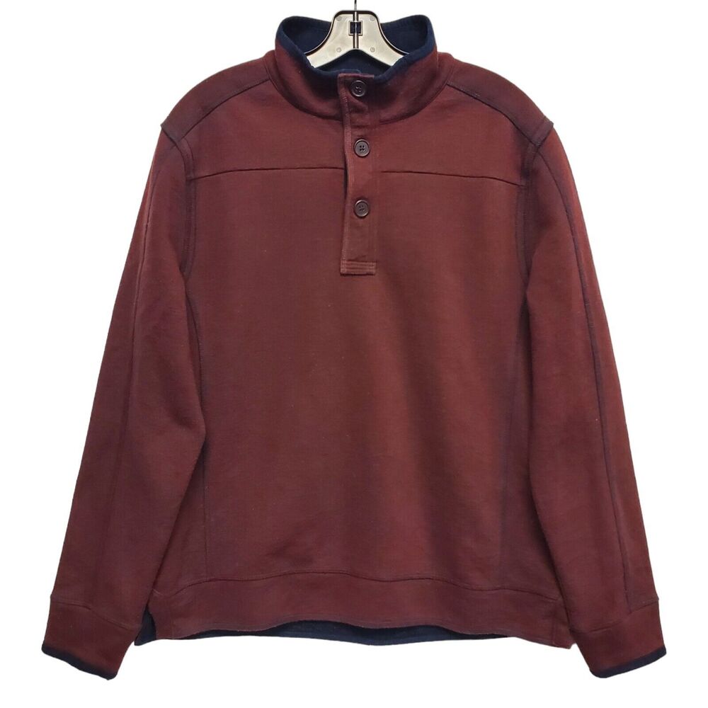 CARBON 2 COBALT Sweater Mens Medium Burgundy Casual Buttons Pullover Outdoor